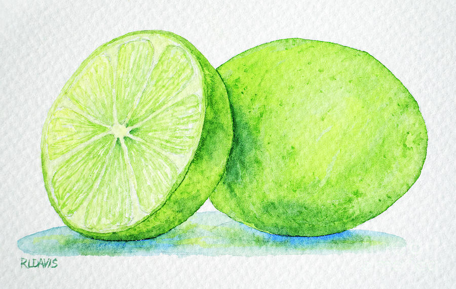 One And A Half Limes Painting by Rebecca Davis