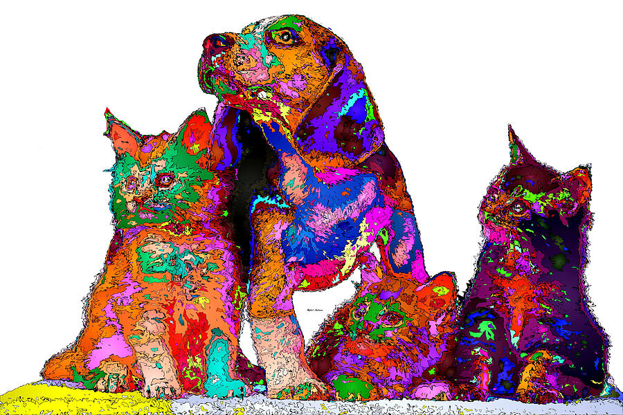 One Big Happy Family. Pet Series Digital Art by Rafael Salazar