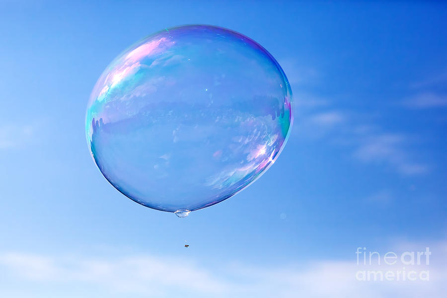 One Clean Soap Bubble Flying In The Air Photograph