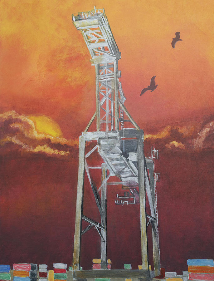One Crane Painting by Cori Pillows