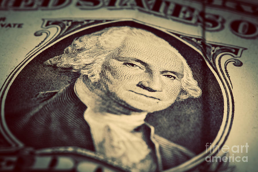 George Washington Photograph - One dollar bill close up by Michal Bednarek