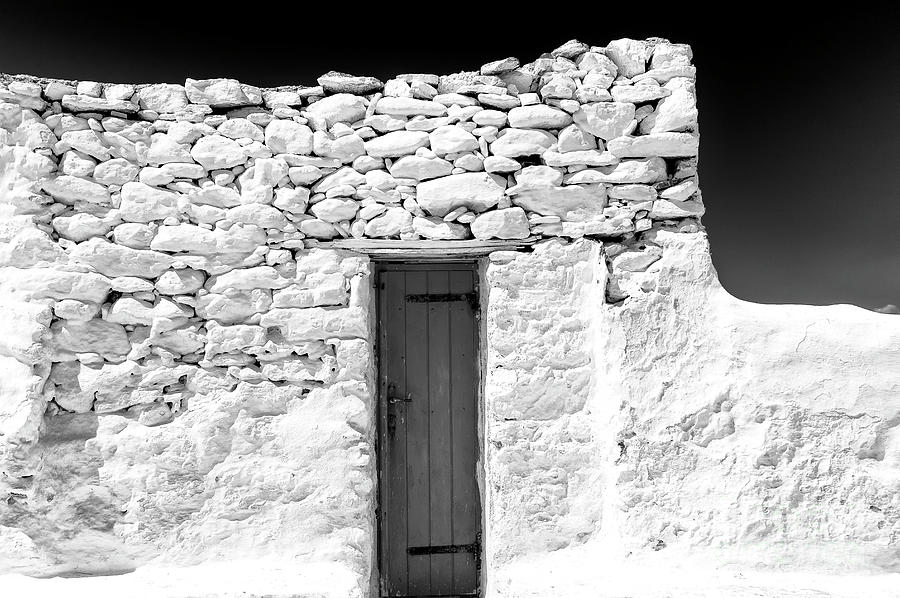 One Door in Mykonos Monochrome Photograph by John Rizzuto