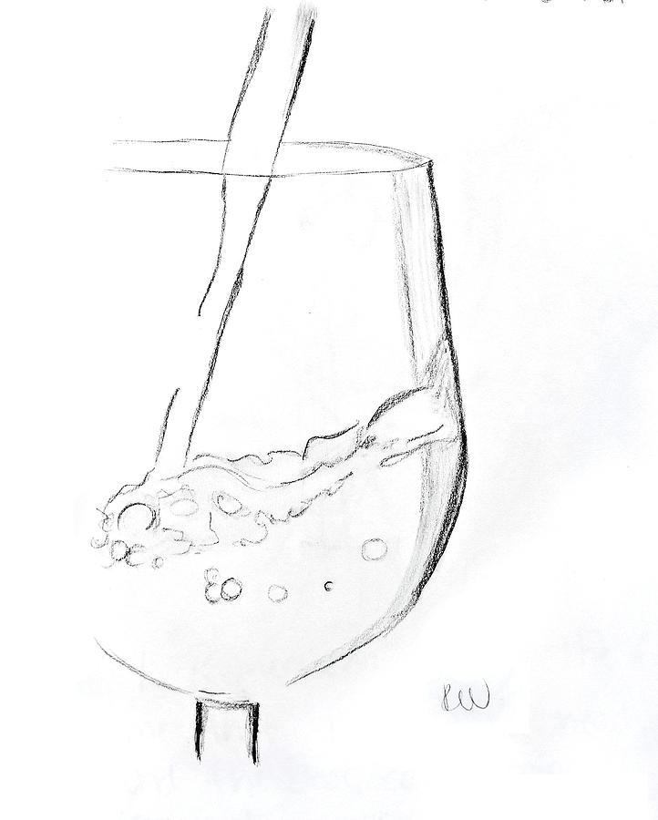 One drink behind without quote Drawing by Rebecca Wood
