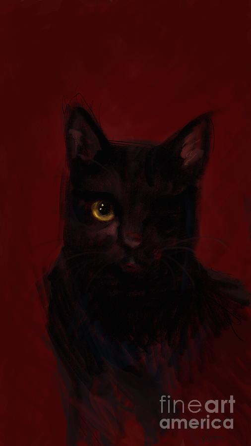 One-eyed cat Painting by Stella Violano