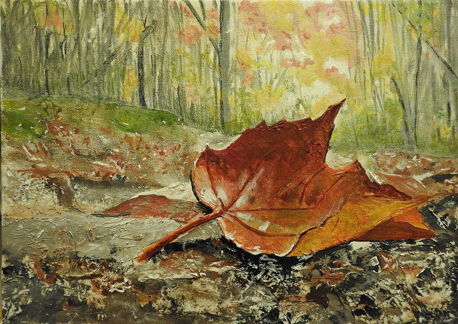 One Fallen Mapleleaf Painting by Betty-Anne McDonald