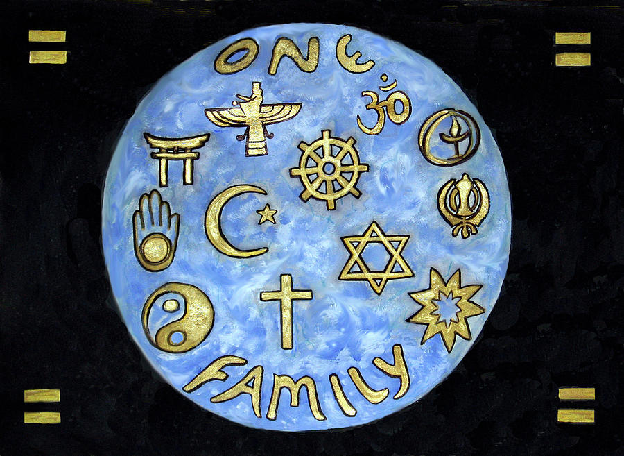 Spiritual Painting - One Planet, One Family, One People by Sally McKirgan