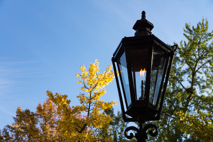 One Fine Autumn Day With an Antique Gas Lantern Photograph by Georgia Mizuleva