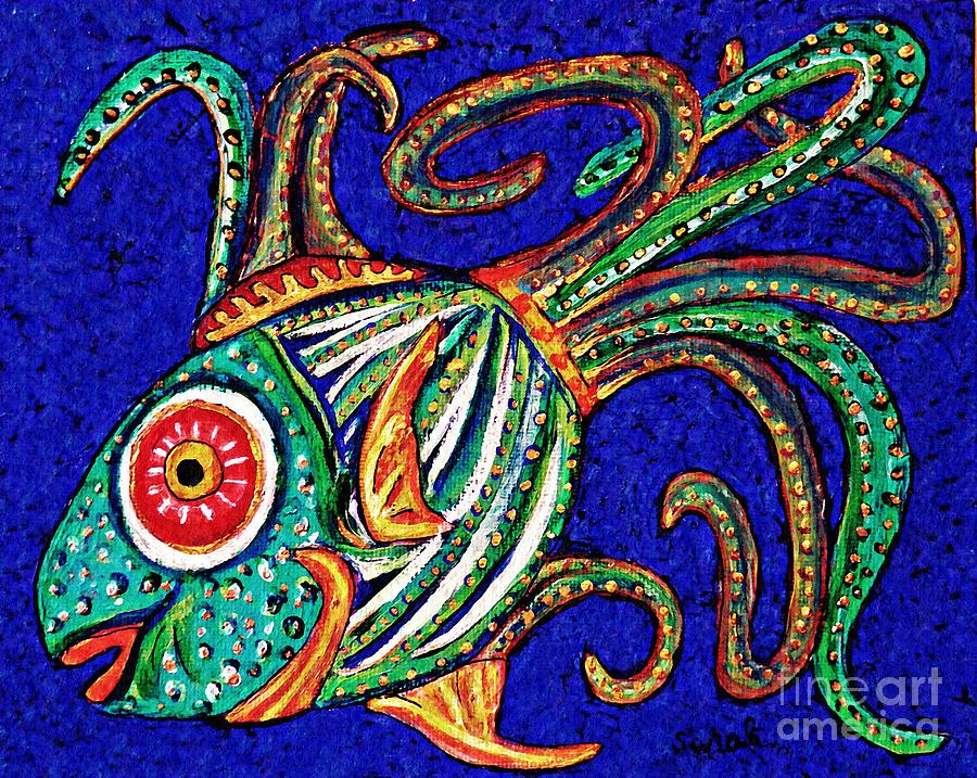 One Fish Painting by Sarah Loft