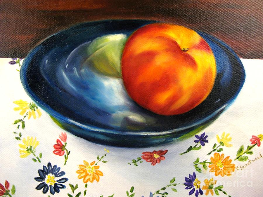 One Good Peach Painting by Carol Sweetwood