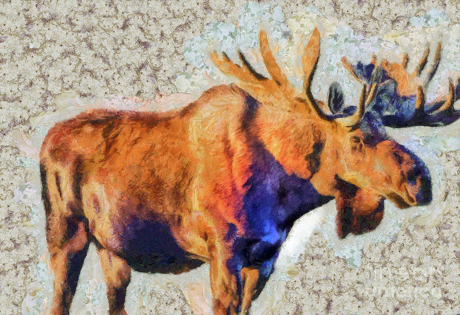 Moose Painting - One Handsome Moose by Elaine Ossipov