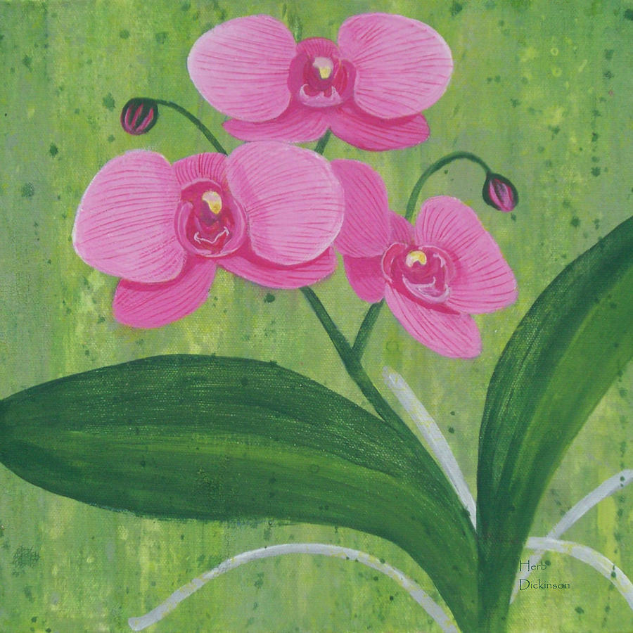 One Hear Orchids II Painting by Herb Dickinson