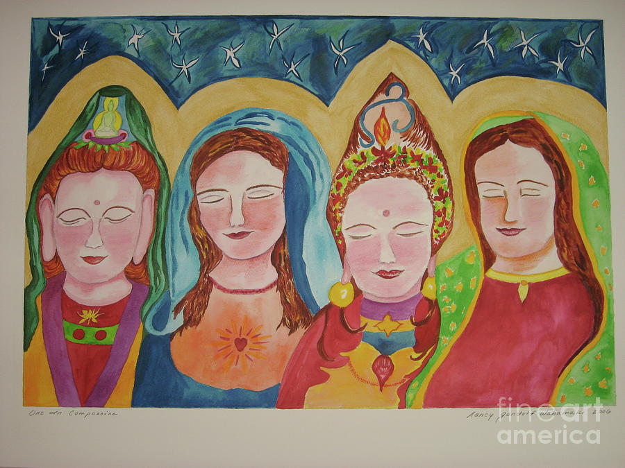 One In Compassion Painting by Nancy Wahamaki