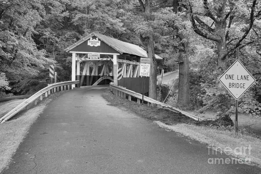 One Lane Burkholder Bridge Black And White Photograph by Adam Jewell