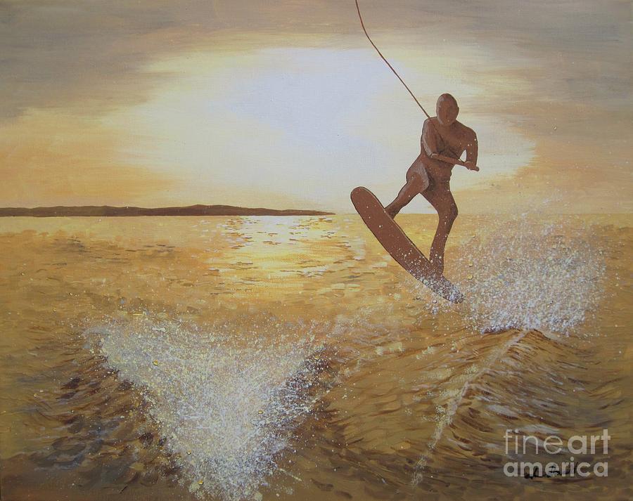 River Painting - One Last Jump by Jennifer Donald River Painting - One Last Jump by Jennifer Donald