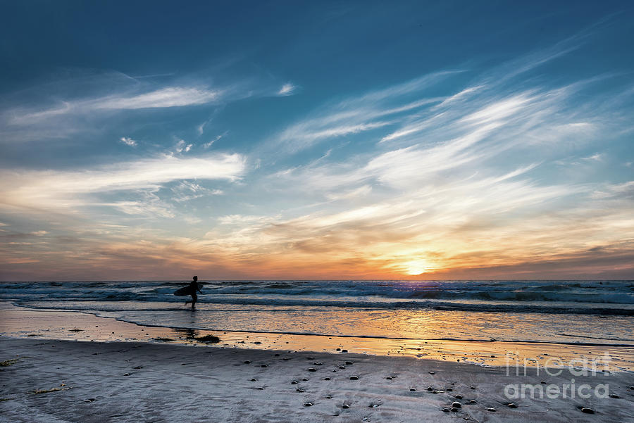 One Last Surf at Solana Beach Photograph by David Levin