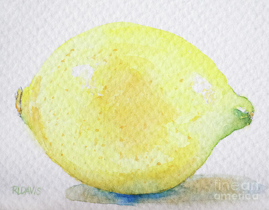 One Lemon Painting by Rebecca Davis