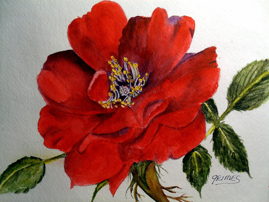 One Lone Wild Rose Painting by Carol Grimes