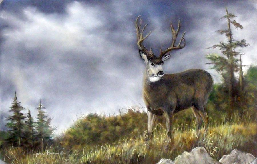 Trophy Mule Deer Painting - One Lonely Mule Deer by Lynne Parker Trophy Mule Deer Painting - One Lonely Mule Deer by Lynne Parker