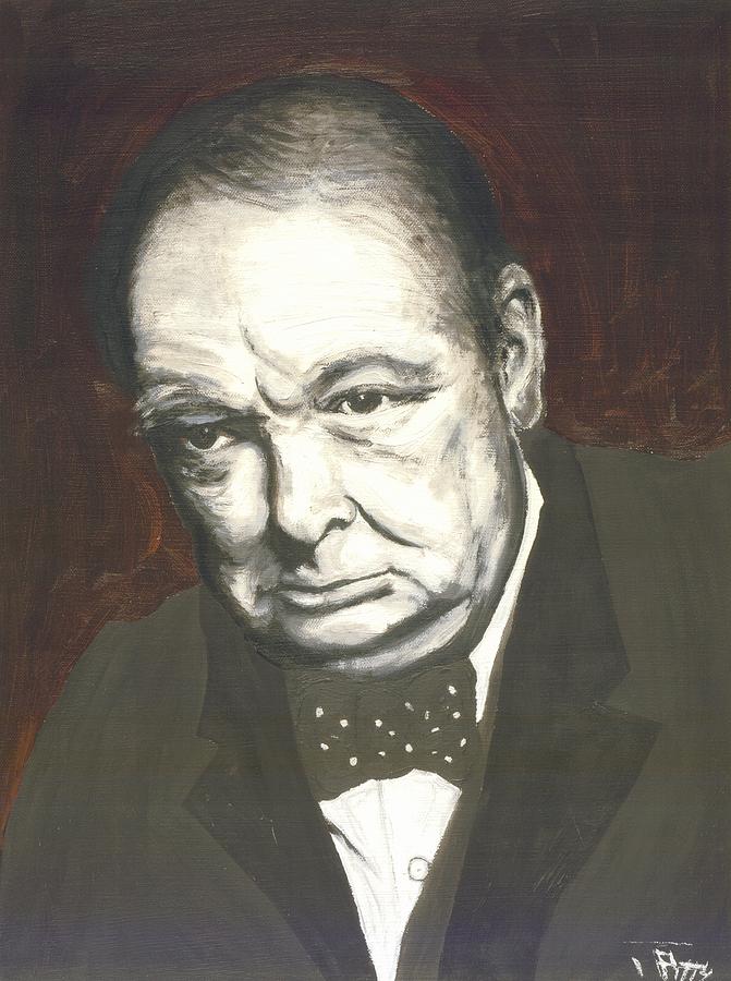 Churchill Painting - One Man Against Tyrants by Joseph R Pitts