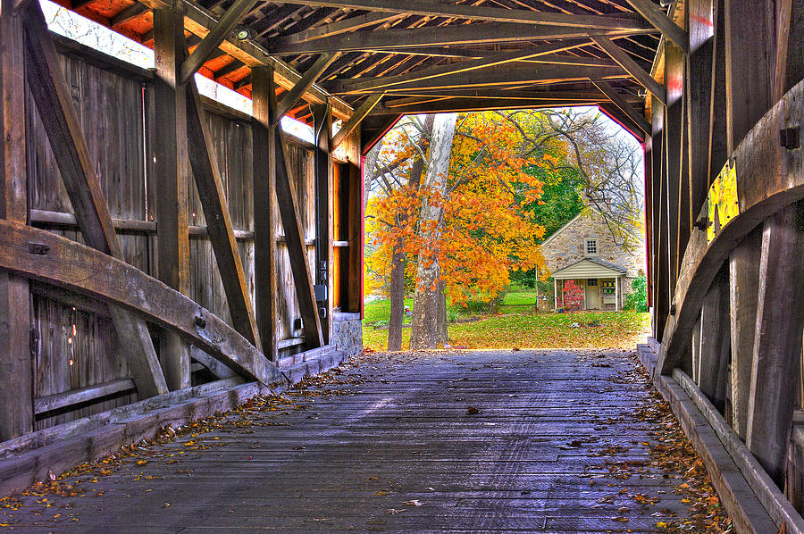 One More Bridge to Cross, Then Home - Poole Forge Covered Bridge No. 6A - Lancaster County PA Photograph by Michael Mazaika