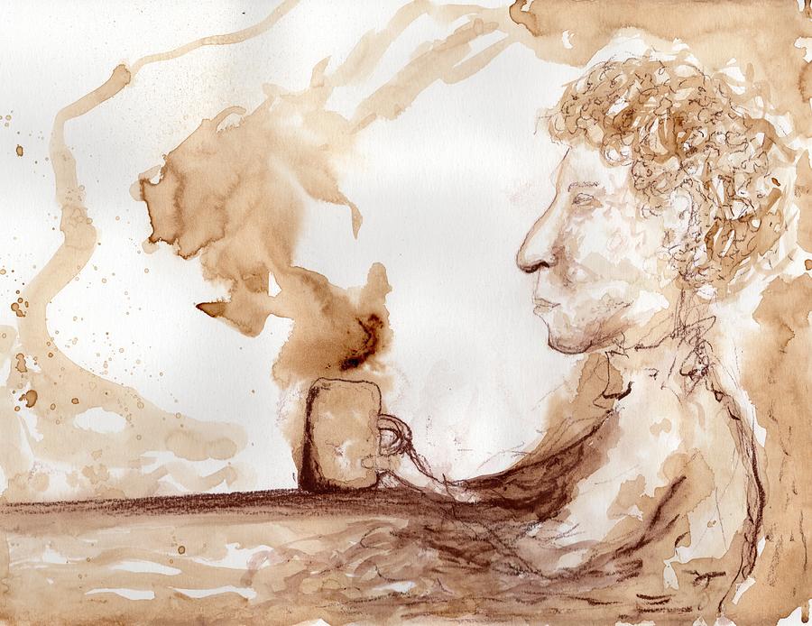 One more cup of coffee for the road Painting by Jim Taylor