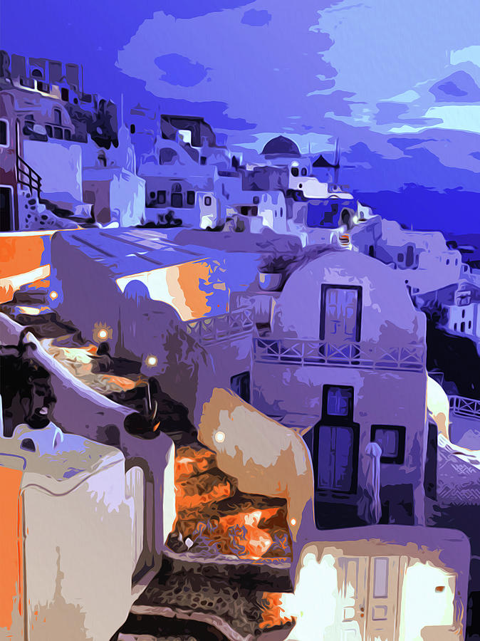 One Night In Santorini Painting