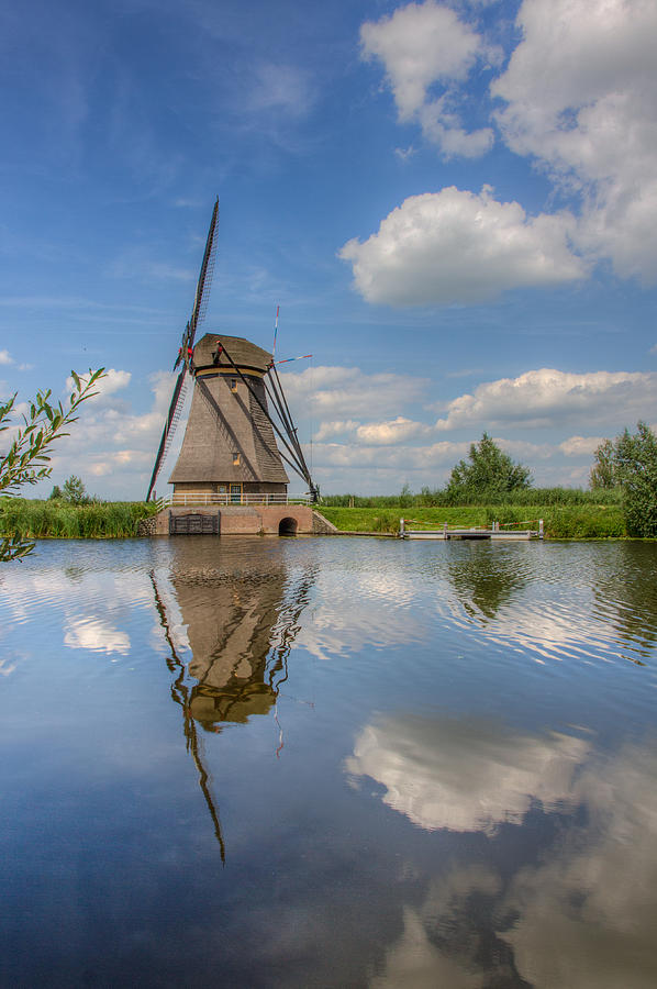 Nature Photograph - One of the Kinderdijk Windmills in Holland by Clare Bambers