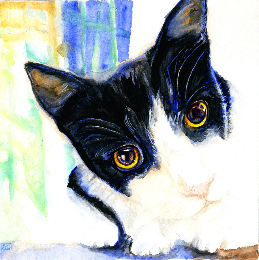 Cat Painting - One Paw In Heaven by Angela Courtney