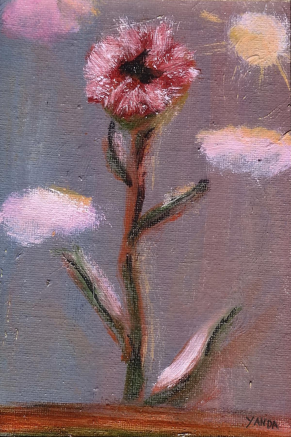 One Pink Flower Painting by Katt Yanda