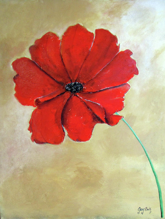 A Single Poppy Painting by Gary Smith