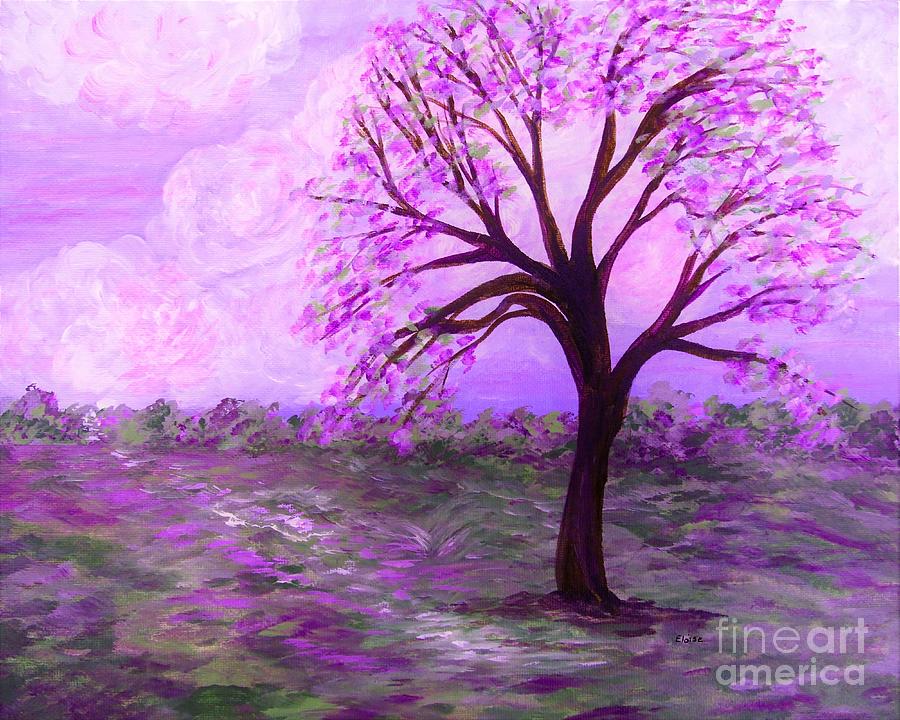 One Purple Tree Abstract Landscape Painting by Eloise Schneider Mote