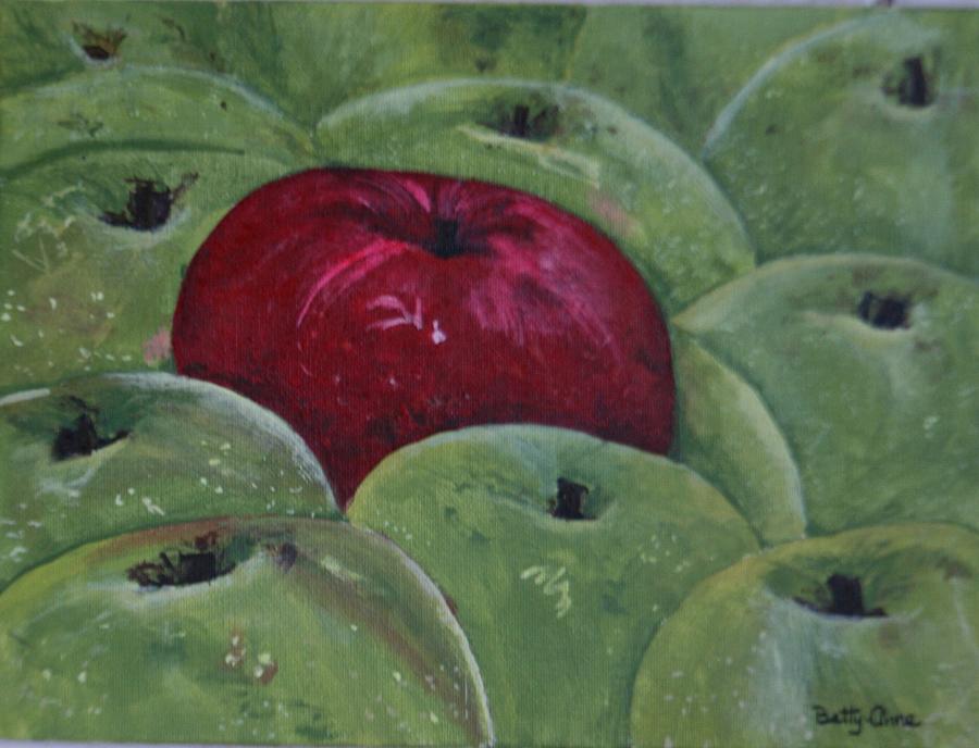 One Red Apple Painting by Betty-Anne McDonald