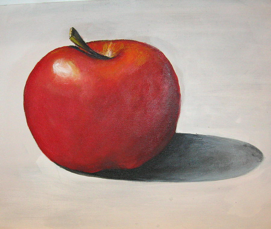 Still Life Painting - One Red Apple by Eileen Kasprick
