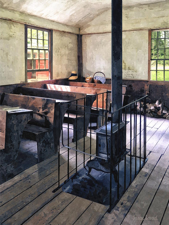 One Room Schoolhouse With Stove Photograph by Susan Savad
