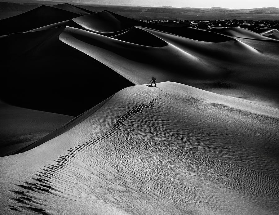 Black And White Photograph - One Set Of Footprints by Simon Chenglu
