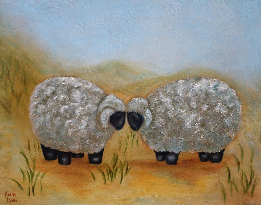 One Sheep  Two Sheep Painting by Kathy Lynn Goldbach