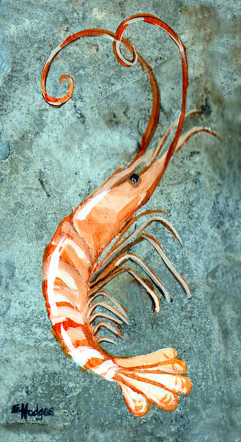 One Shrimp Painting by Elaine Hodges