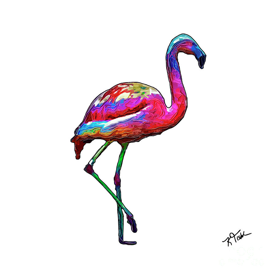 One Step At A Time Abstract Flamingo Digital Art by Kirt Tisdale