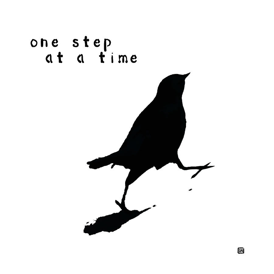 Black And White Painting - One Step At A Time Wee Bird by Lisa Weedn