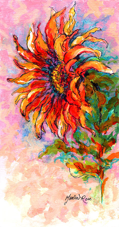 One Sunflower Painting by Marion Rose