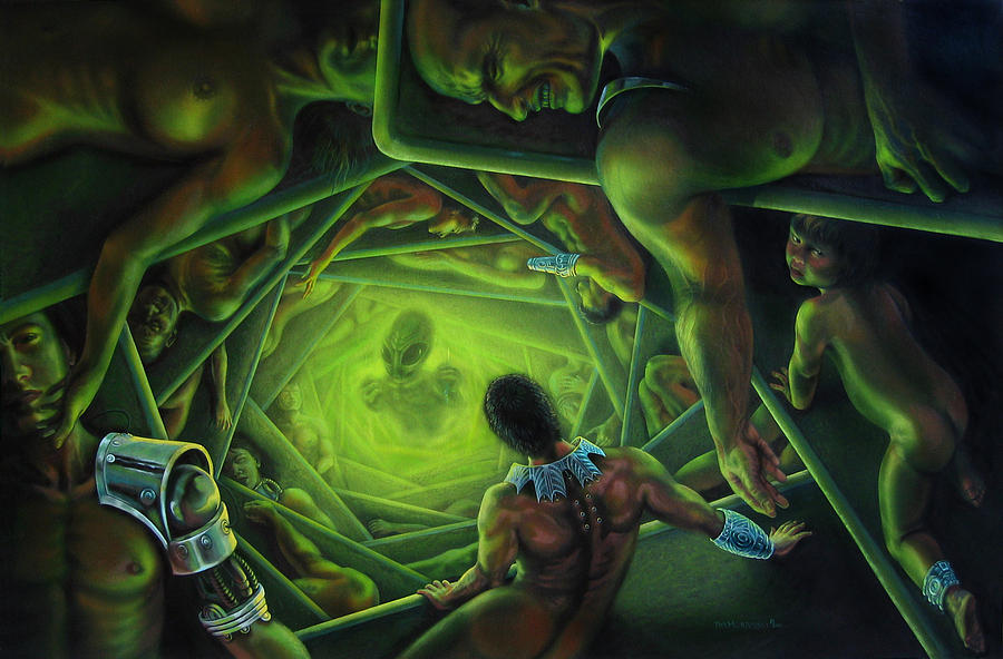 Alien Painting - One Terrible Night by Pat Lewis