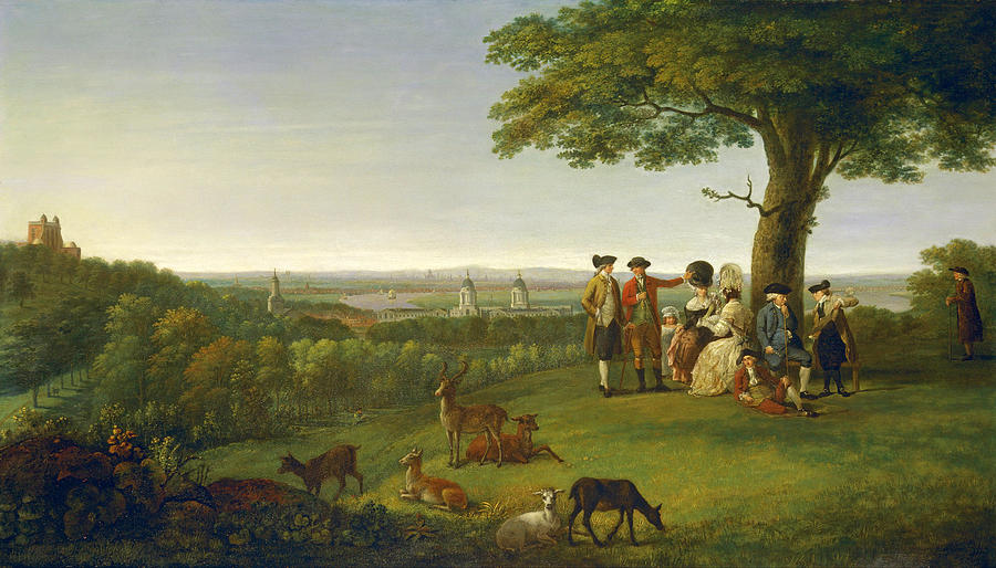 One Tree Hill Greenwich with London in the Distance Painting by John Feary One Tree Hill Greenwich with London in the Distance Painting by John Feary