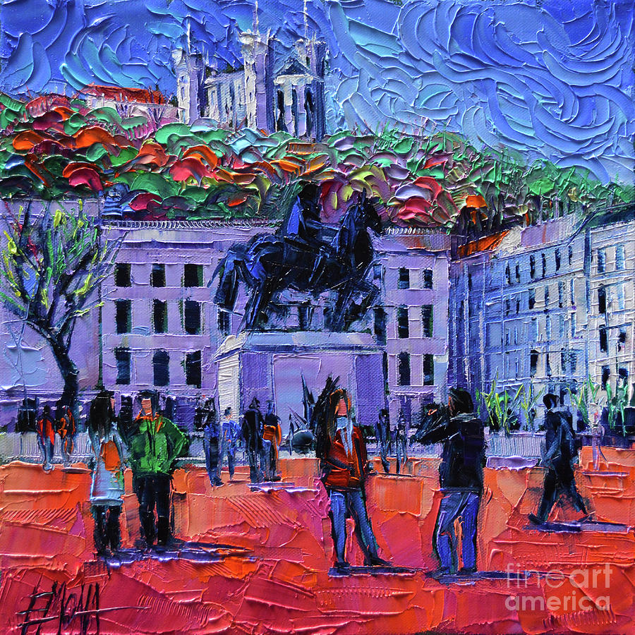 One Tuesday in Lyon - Palette Knife Oil Painting Painting by Mona Edulesco