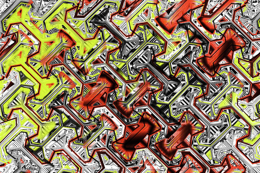 One Version Yellow And Red Abstract Digital Art by Tom Janca
