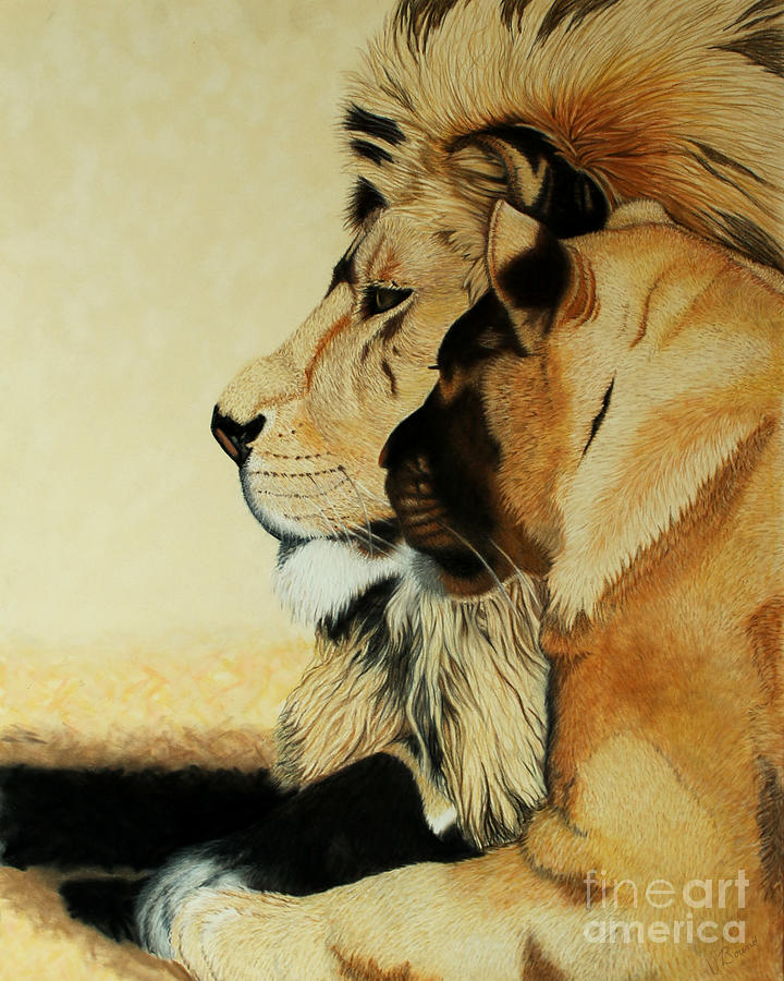 Lion Drawing - One by Vivian Bound Lion Drawing - One by Vivian Bound