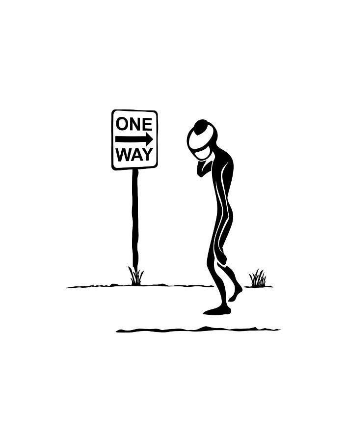 One Way Drawing by Franklin Kielar