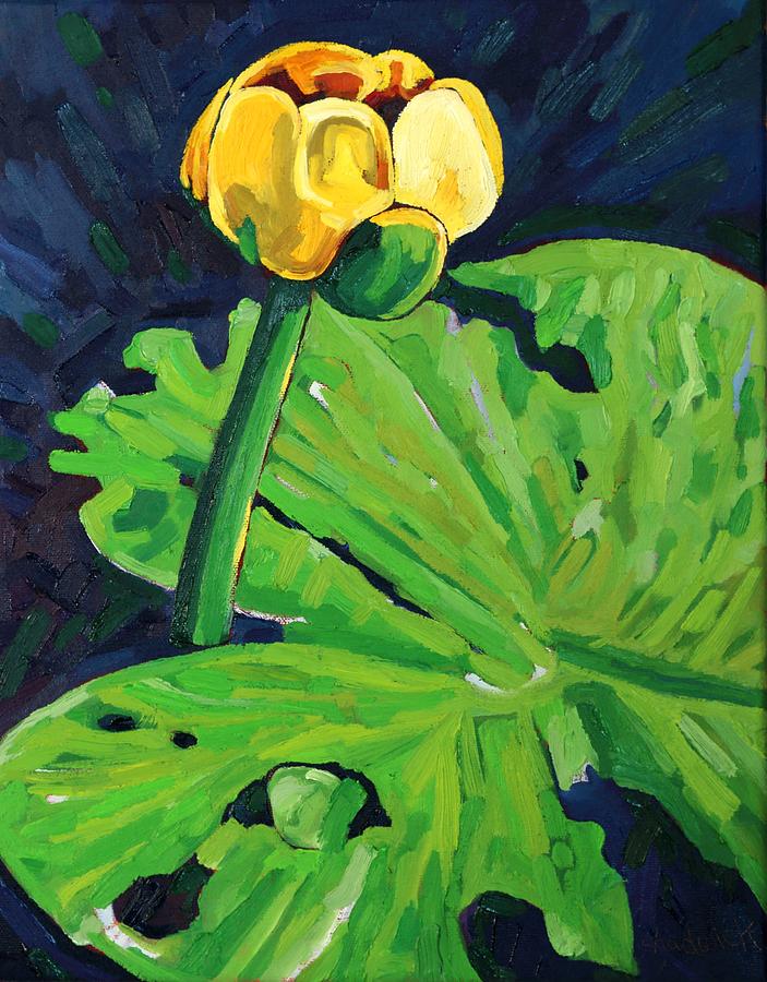 One Yellow Lily Painting by Phil Chadwick