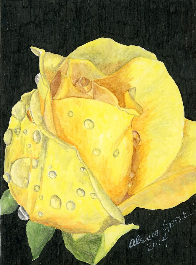 Rose Painting - One Yellow Rose by Alexis Grone