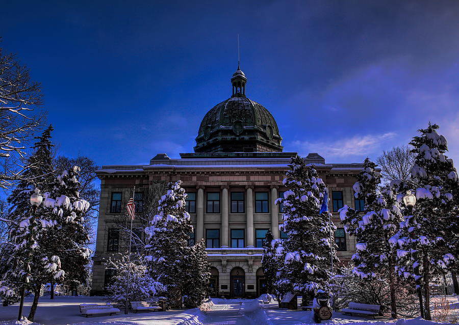 Up Movie Photograph - Oneida County Courthouse In December by Dale Kauzlaric
