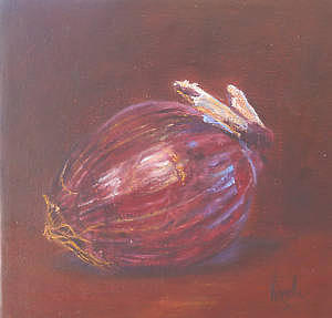 Onions Painting - Onion Paintings  Red Onion  Virgilla Art by Virgilla Lammons